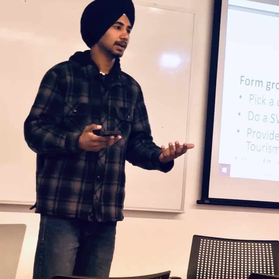 Shehraj Singh giving presentation